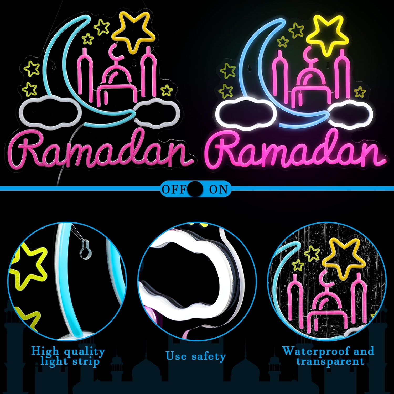 Baquler Moon Castle Neon Sign Ramadan Festival Lighted Window Decorations LED Neon Signs for Wall Decor Neon Sign LED Light for Girls Kids Bedroom Wall Home