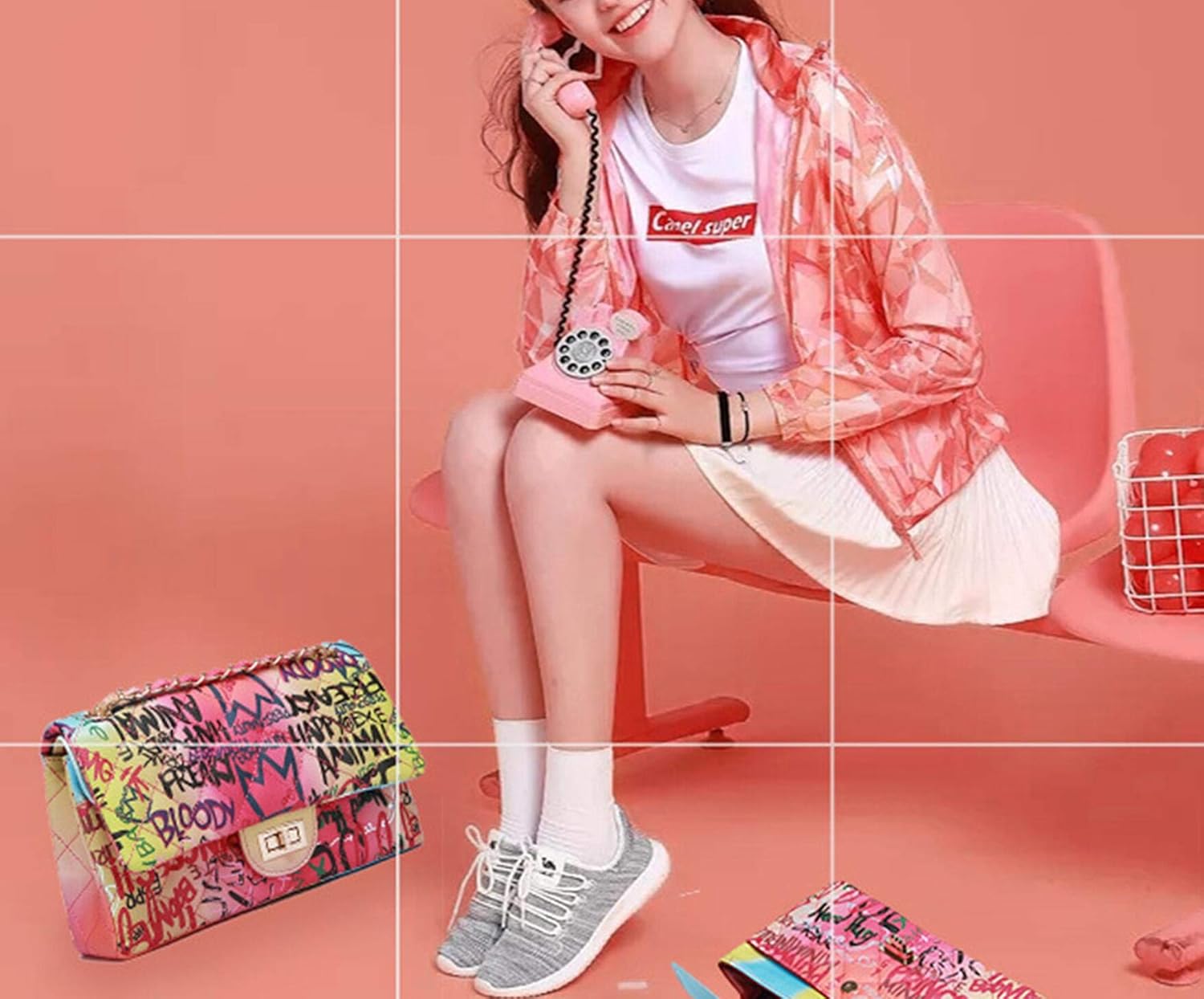 Wxnow Women Small Crossbody Handbags Graffiti Clutch Purse Leather Shoulder Bags - Image 2