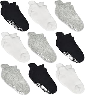 Tphon Non Slip Baby Toddler Ankle Socks with Grippers Non Skid Grip Boys Kids Socks Low Cut Infant Babies Socks for Boy Girls
