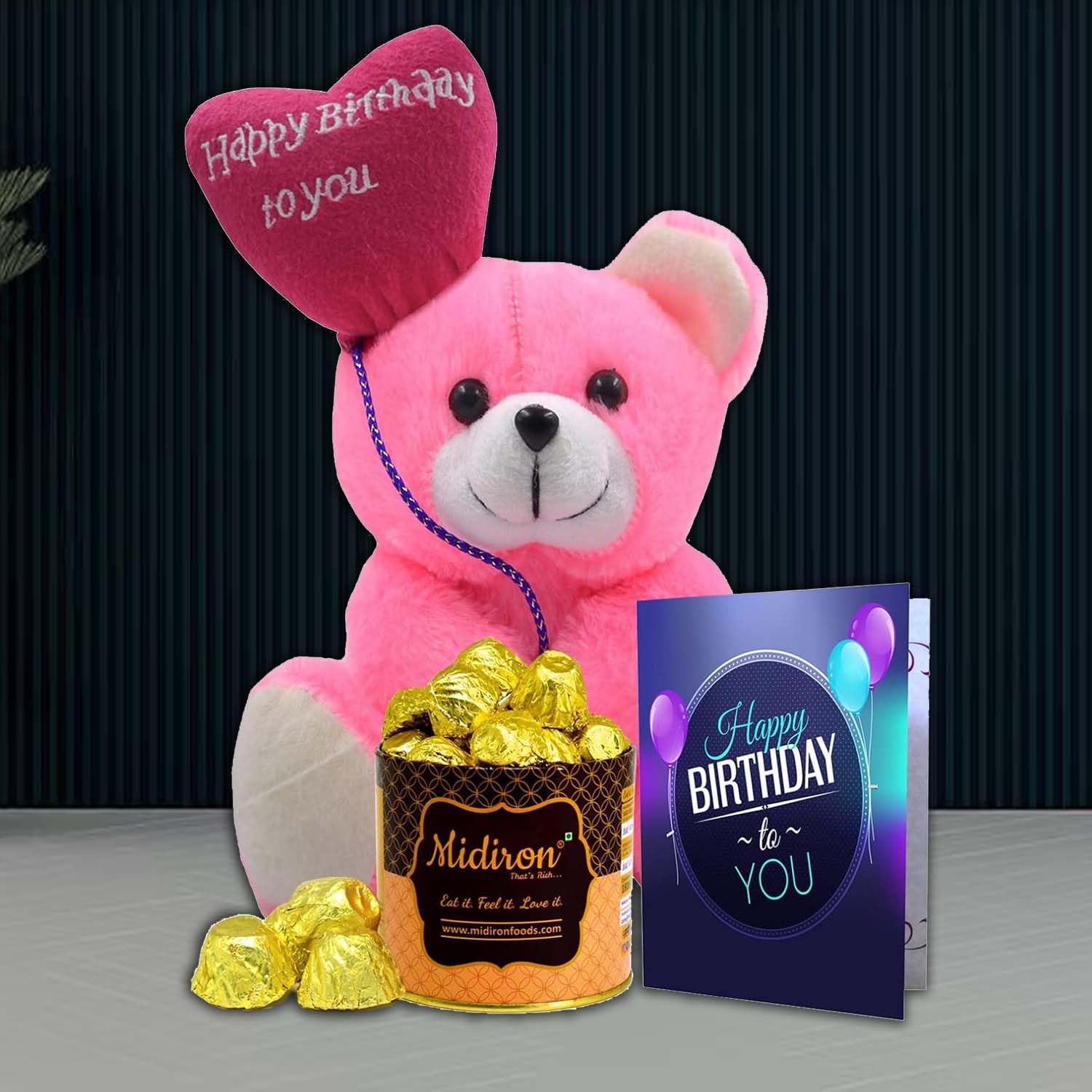 Midiron Birthday Gift Box | Lovely Gift Hamper | Chocolate Gift Box | Happy Birthday Greeting Card | Gift for Birthday for Wife/Girlfriend/She/Sister/Women|Cute Soft Teddy Gift (Pack Of 3)-image-34