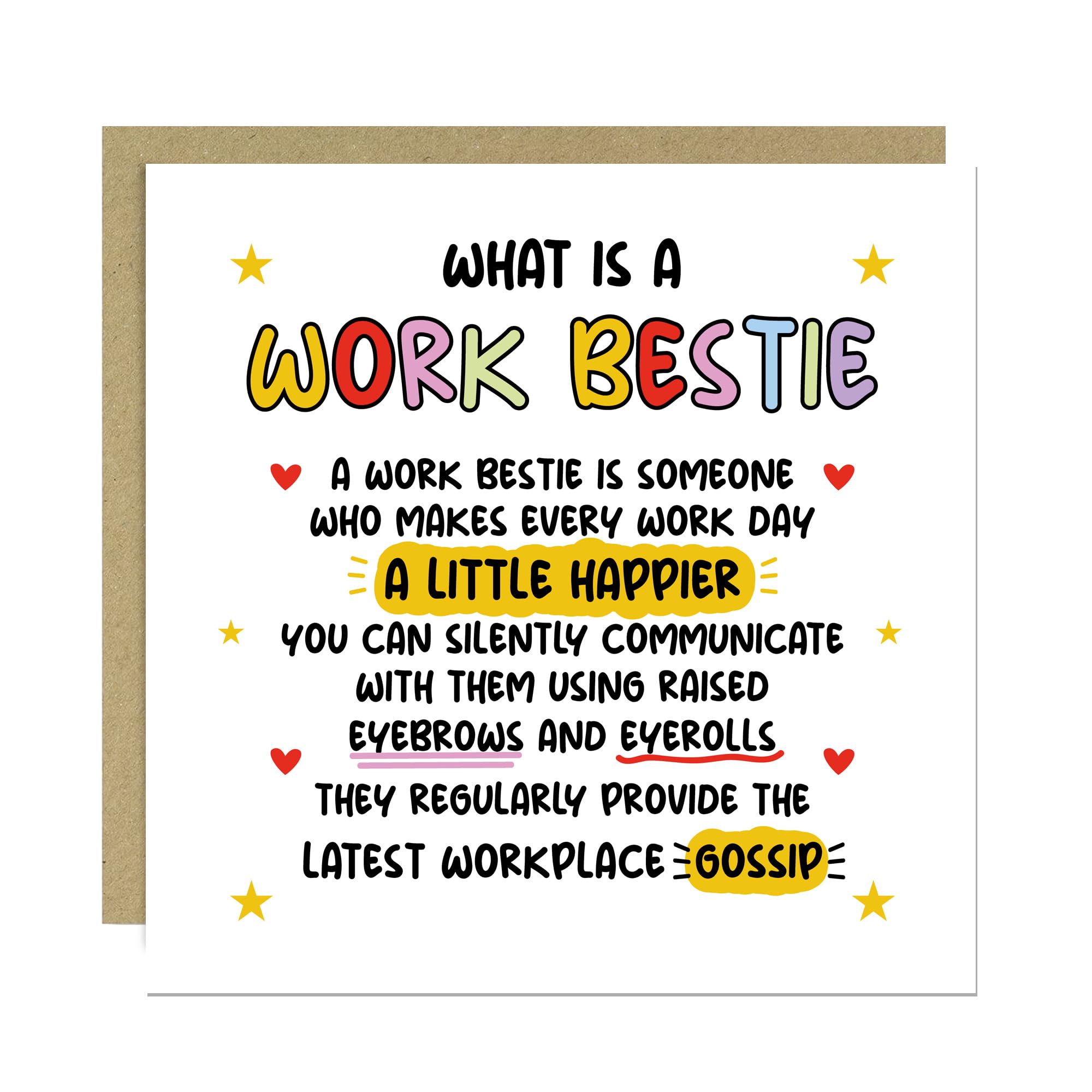RED OCEAN Birthday Card For Bestie WORK BESTIE Card With Kraft Envelope Funny For Him Her Colleague To Say Thank You Leaving New Job