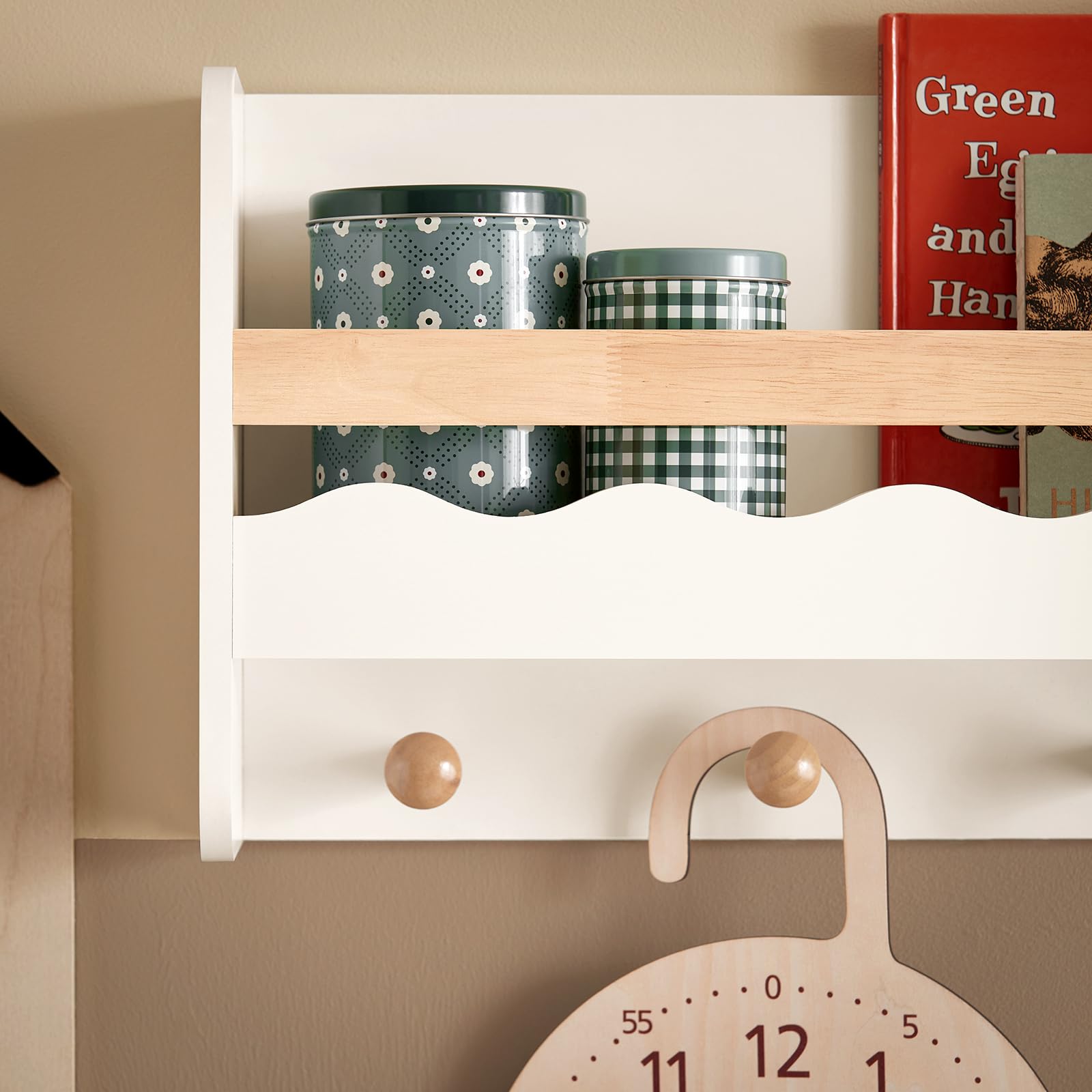 SoBuy Bibliothèque Murale pour Enfants avec 5 Crochets 73x15x30cm KMB78-W