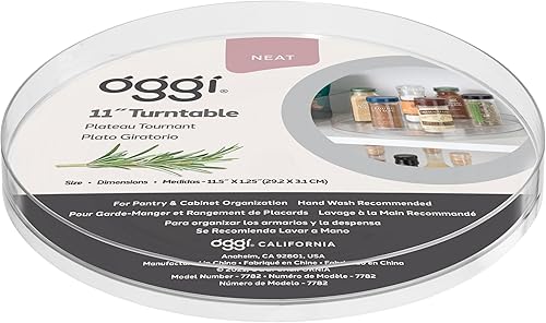 Miniatura 5 de OGGI Organizador Lazy Susan de 11 pulgadas para cocina, despensa, organización y almacenamiento. Ideal como estante giratorio para especias y