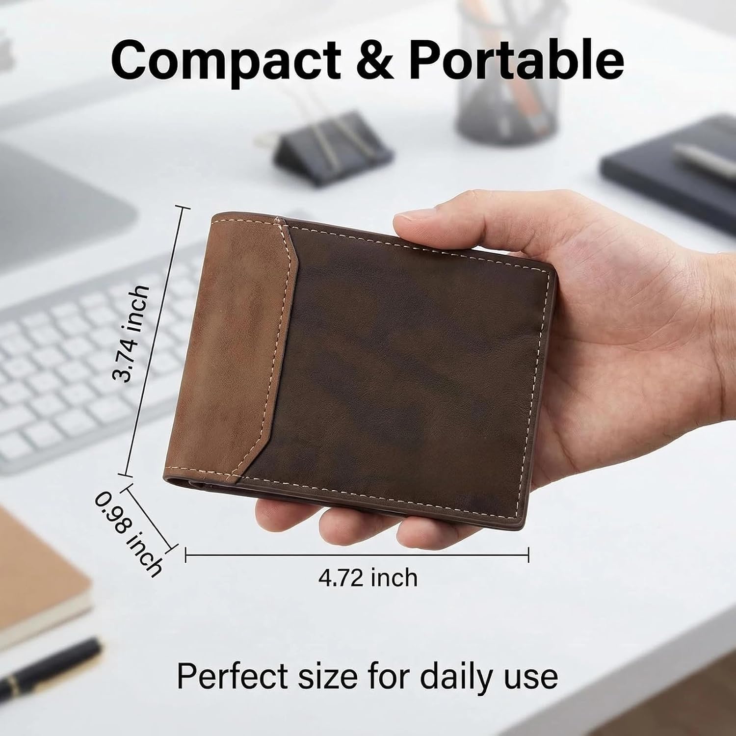 24 Pcs Leather Photo Wallets for Men Bulk-PU Leather Bifold Wallets for DIY/Dad Husband Son/Employees Coworkers/Father's Day/Graduation/Teacher Appreciation/Retirement/Birthday Gifts(Coffee)