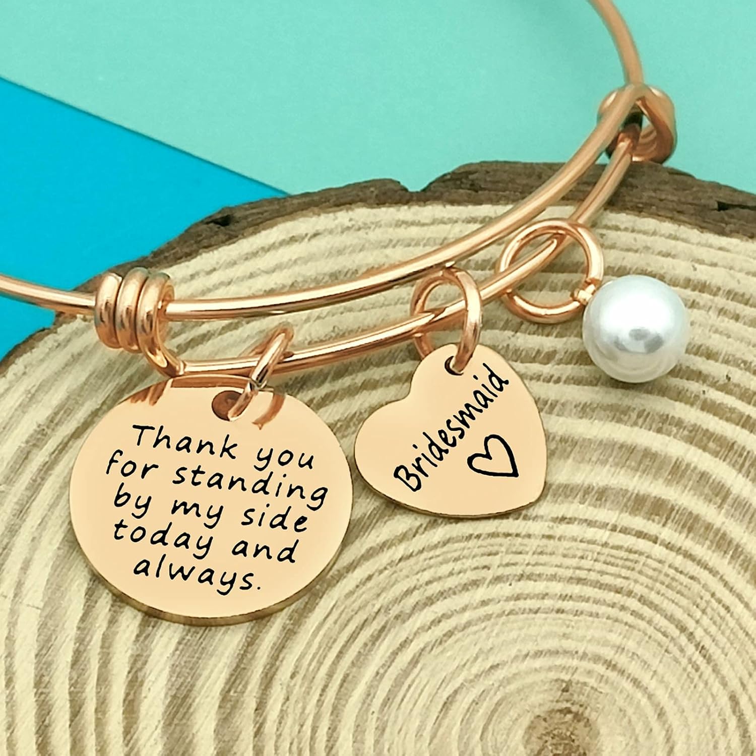 Dabihu Bridesmaid Gift from Bride Bridesmaid Adjustable Bracelet Thank You for Standing by My Side Bangle Wedding Gift for Best Friends Sister Thank You Gifts Appreciation Bracelets Jewelry Gifts - Image 3