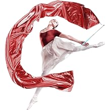 RoundFunny 98" Dance Streamer with Scalable Rod, Gymnastics Dance Ribbon Artistic Twirling Ribbon, Church Worship Adoration Banner for Dancer and Church Liturgical PraiseRed