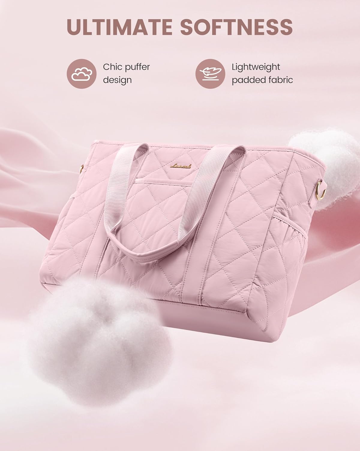 LOVEVOOK Tote Bag for Women, Puffer Work Tote Bag with Zipper, Quilted Nurse Teacher Shoulder for Daily,Travel,Gifts for Her - Image 4