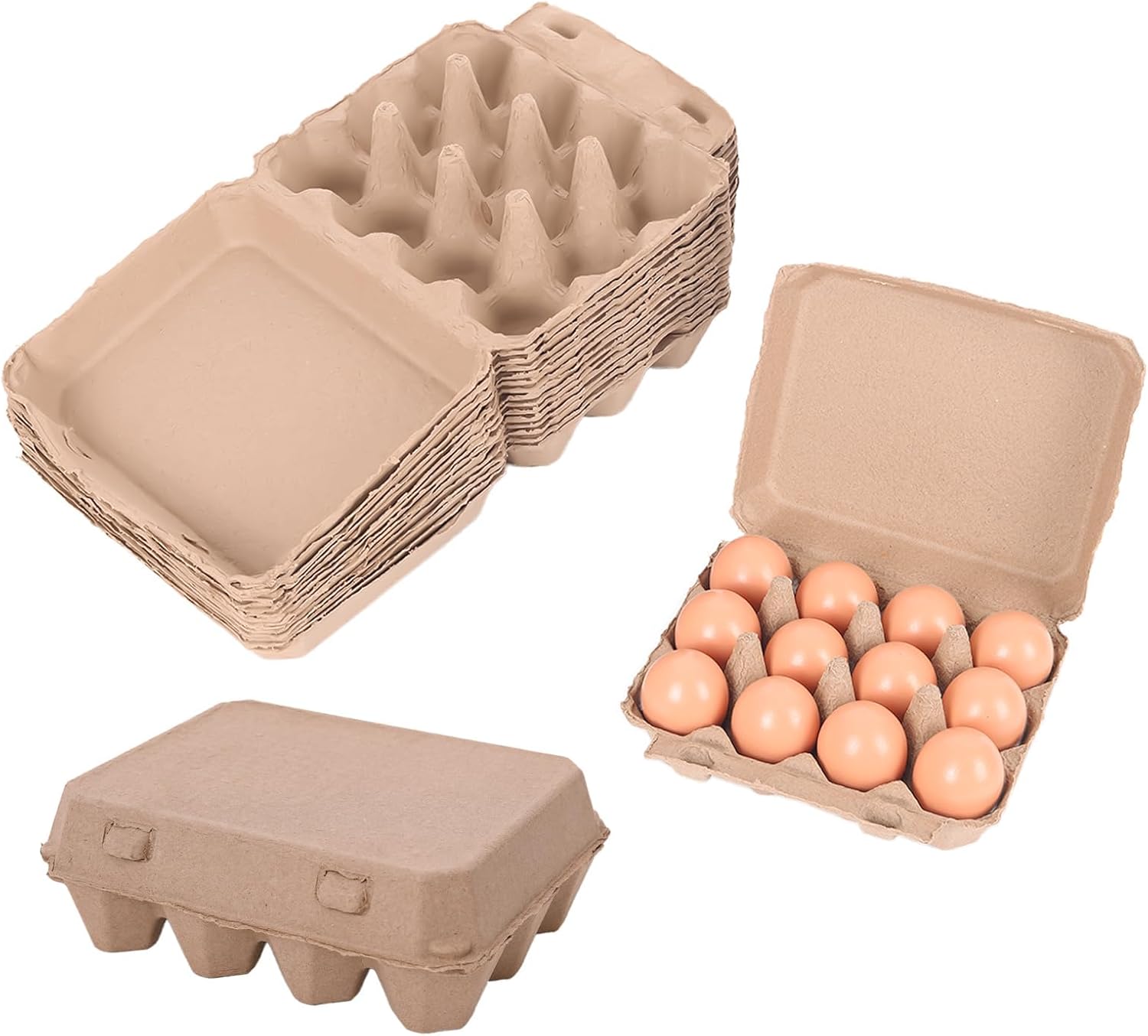 Egg Cartons Cheap Bulk, 3x4 Style Egg Storage Containers Holder, Sturdy Natural Pulp Material Perfect for Storing Extra Eggs (20 Pack)