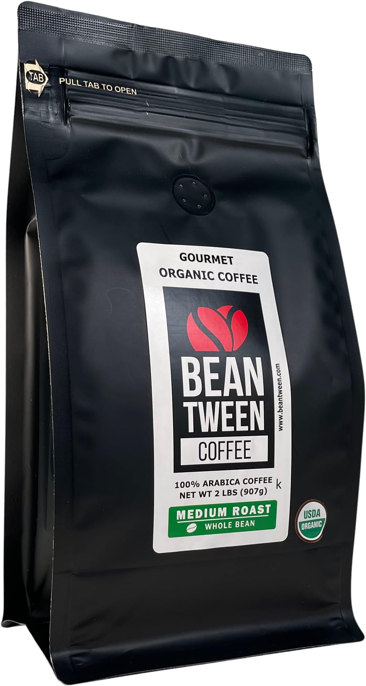 Beantween Coffee: Premium Organic MEDIUM ROAST Whole Bean (2 lb) of 100% Arabica Coffee – Low Acid, MOLD-FREE, Certified Organic, Kosher, Single Origin, Woman-owned