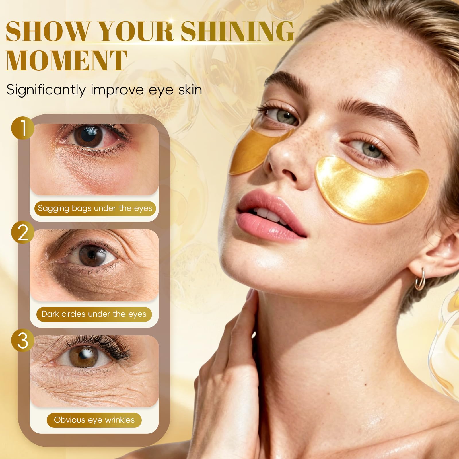 24 Paires Patch Yeux 24k Gold, Masques Hydratants Pour Les Yeux, Patch Anti Cernes Pour Au CollagèNe, éLimination Des Cernes Sombres et Poches, Femmes/Homme - 2