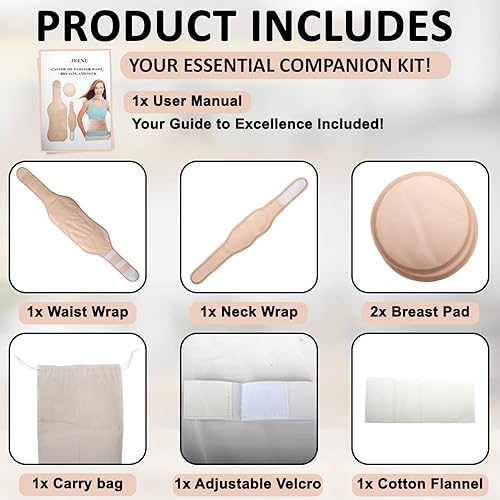 Miniatura 3 de JEENU Paquete de 7 piezas de aceite de ricino, almohadillas reutilizables de algodón orgánico, paquete de aceite de ricino para hígado, cuello y