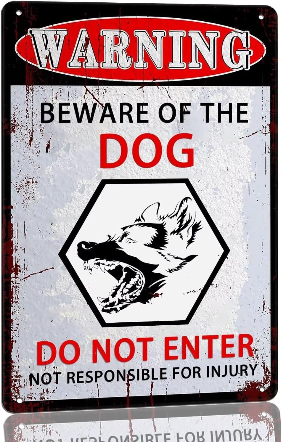 SMAZDFXX Beware of Dog Metal Tin Sign - DoEnter,Responsible for Injury Warning Signs for Yard Fence Door Outdoor Decorations Poster 8"x12"