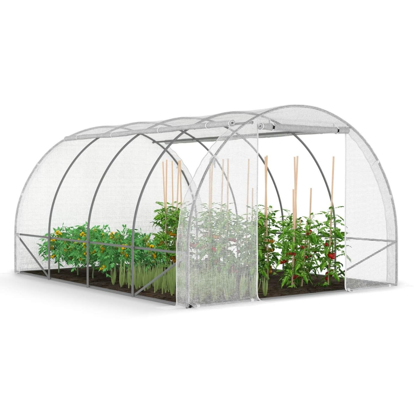IDMarket - Bâche de Rechange pour Serre de Jardin Tunnel 12m² 4 x 3 x 2 m Anti-UV avec Porte et fenêtres Zebra Blanche Toutes Saisons