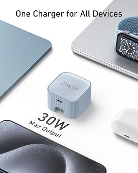 Anker 30W Nano USB-C Charger with Foldable Plug, PIQ 3.0 and PPS Fast Charging, for iPhone, Pixel, Samsung, iPad and More (White)
