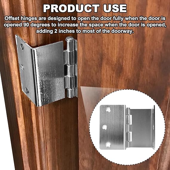 Handicap Expandable Door Hinges, Offset Door Hinges - 2 Swing Hinge in Satin Chrome