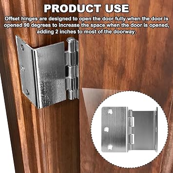 Handicap Expandable Door Hinges, Offset Door Hinges - 2 Swing Hinge in Satin Chrome