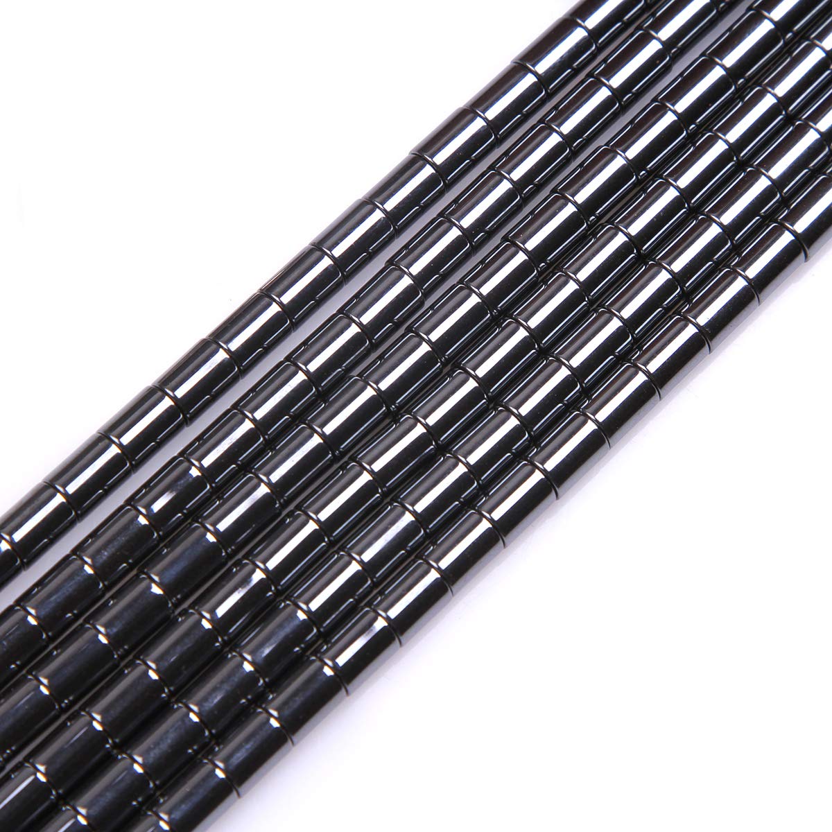 HAAMIIQII 65pcs 4x6mm Natural Black Hematite Loose Gemstone Beads Cylinder Healing Energy Power Beads for Jewelry Making DIY Bracelet Necklace