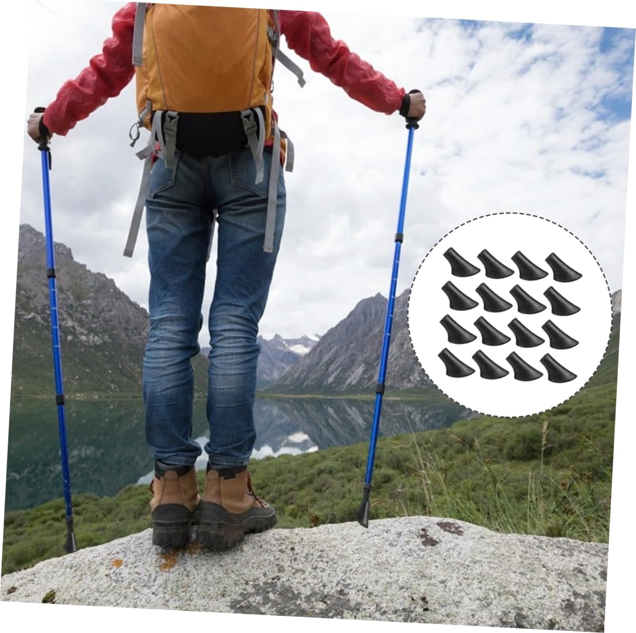 Sosoport 30pcs Trekking Pole Tips Non- Plastic Replacement Caps for Hiking Poles Wear Crutch Protectors Easy Installation for Mud
