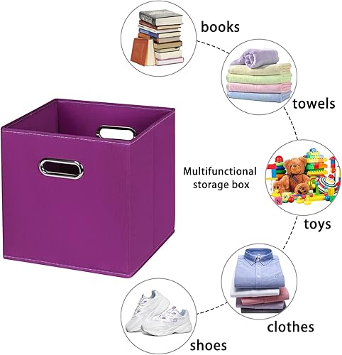Miniatura 3 de Contenedores de almacenamiento de tela, organizadores de tela con asa, cubos plegables para almacenamiento de tela o accesorios, 11 x 11 x 11