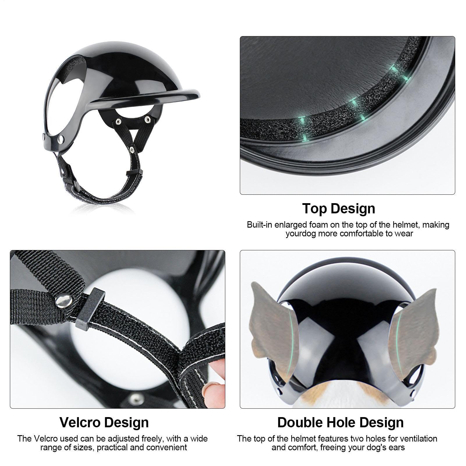 Casco Y Gafas para Perro - Gafas para Perros con Protección UV para El Viento Y El Polvo - Transpirables Casco De Protección Ajustable para Mascotas para Perros Pequeños
