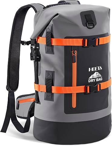 HEETA Waterproof Dry Bag Backpack 40L for Men & Women, Heavy Duty Roll Top Hiking Bag for Kayaking, Camping, Travel