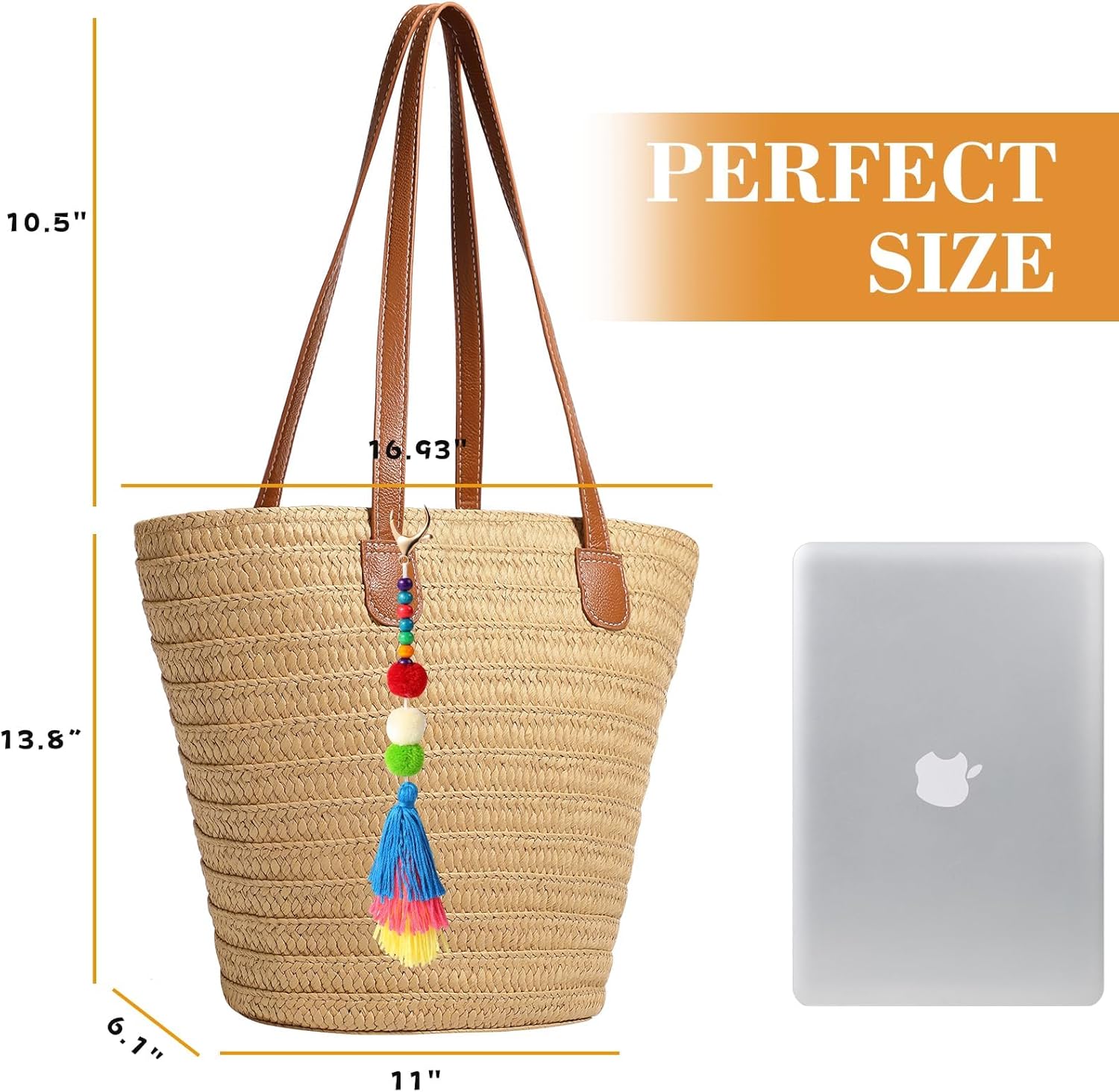 Trifabricy Beach Bags for Women, Large Beach Bag, Woven Straw Tote Bags Waterproof, Weaving Swim Shopping Travel Bag - Image 4