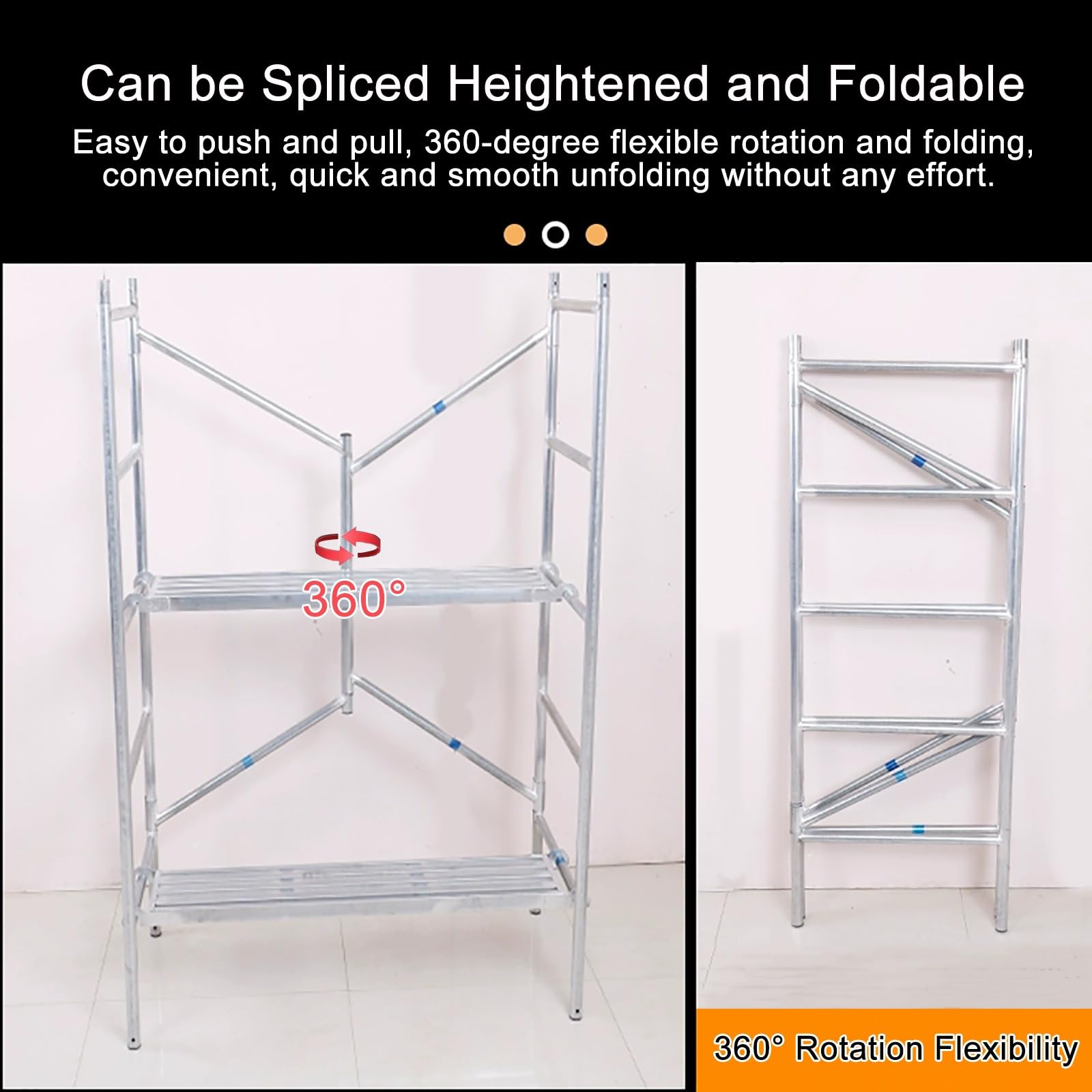 Piattaforma di ponteggio Pieghevole Portatile con Ampia Superficie Antiscivolo, Torre in Acciaio zincato per Saldatura, capacità di carico 880 libbre (5,4 Piedi)
