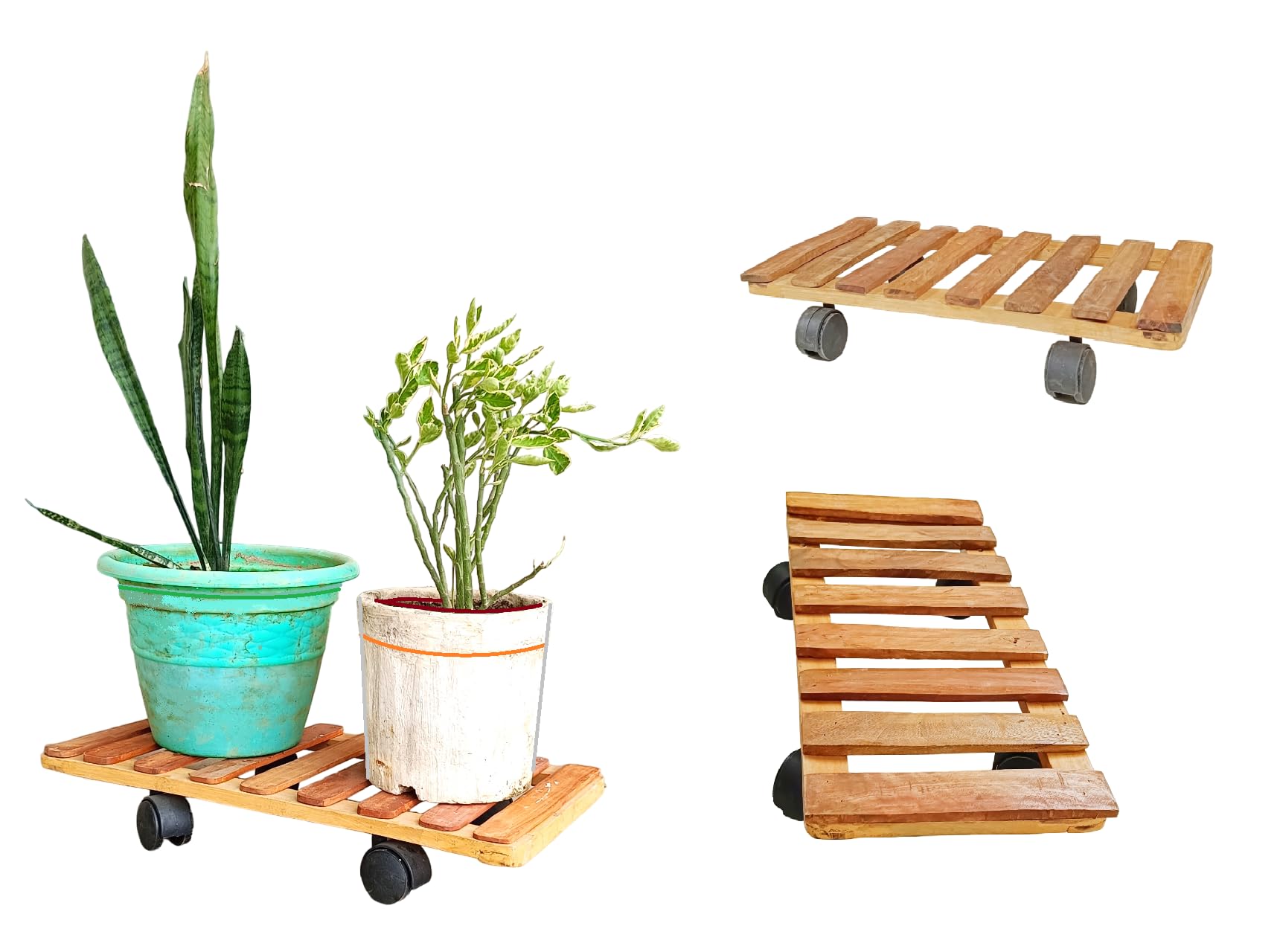 Scicraft laminated Wooden Trolley for Plants and Flower Pots Heavy Duty Rolling Plant Stand for Indoor and Outdoor balcony and garden- Set of 2, (22 Inch X 10.5 Inch) (B0D7MNN62K) Amazon Price History, Amazon Price Tracker