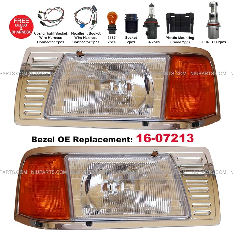 Amazon.com: NIUPARTS Headlight With Adjusters and Corner