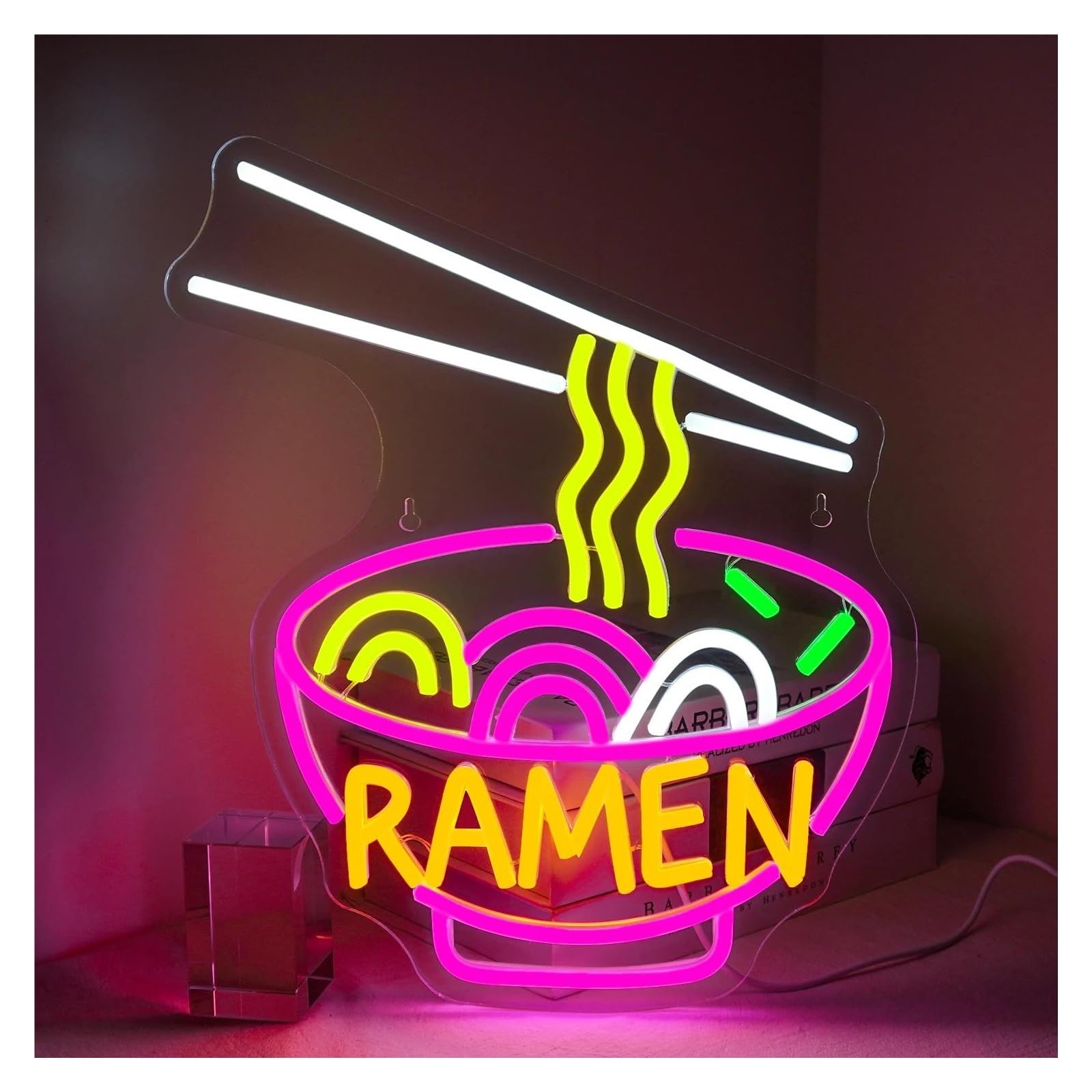 LEMST Sign Lamp Ramen Neon Sign Japanese Noodle Bar Decor, for Ramen Shop & Home Kitchen for Sushi & Noodle Lovers 38cmх32cm