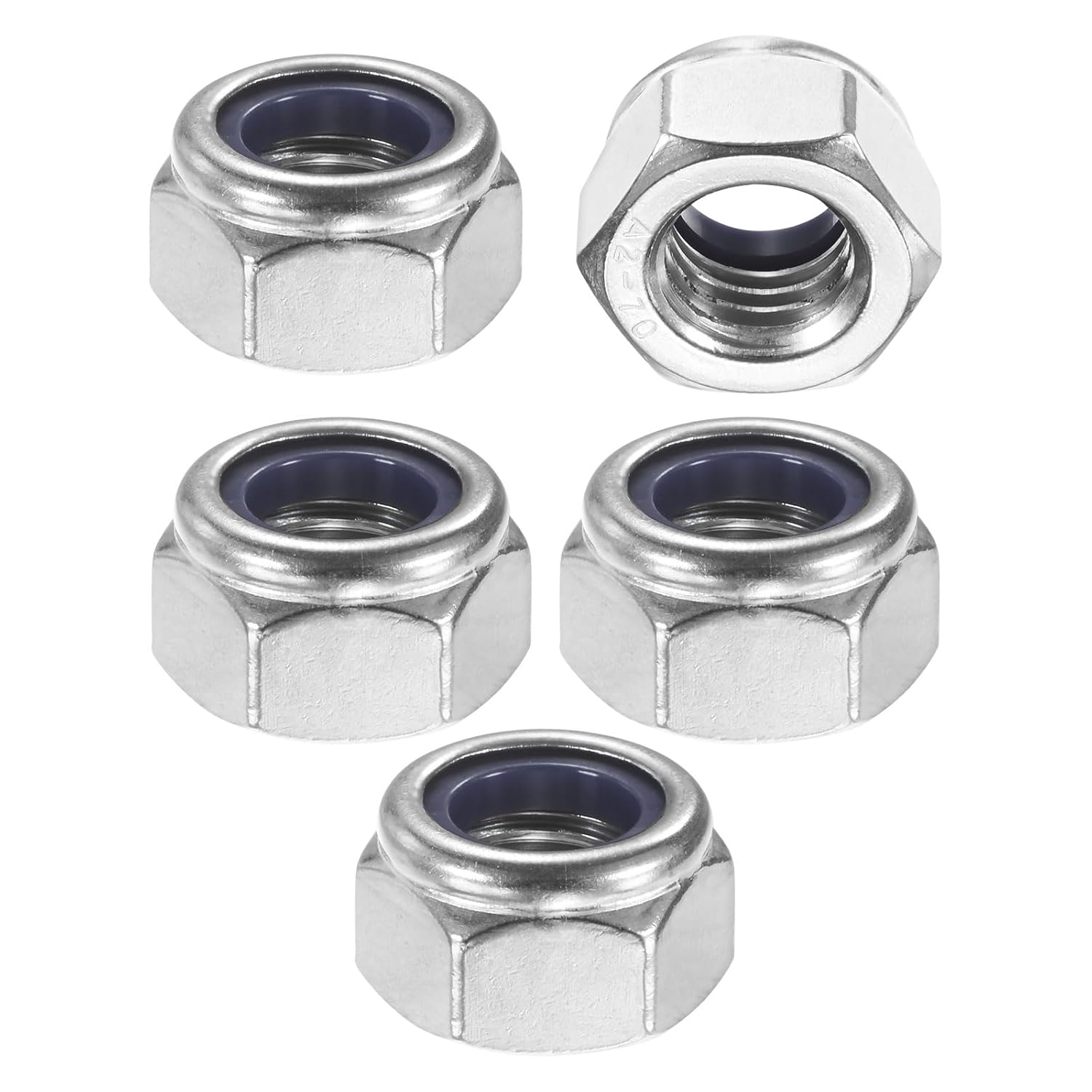 5-Pack Nylon Insert Hex Lock Nuts, M14 x 2mm Thread 304 Stainless Steel Self-Locking Locknuts Hexagon Nut Metric Nuts for Machinery/Home Repair/Industrial Fasteners