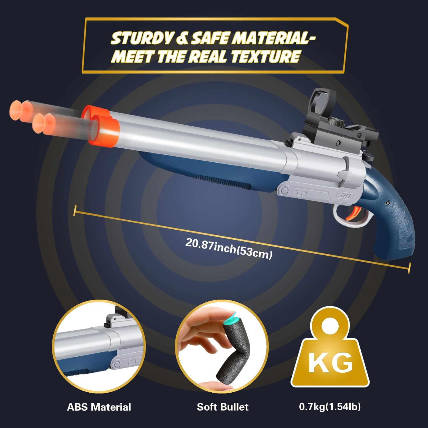 Bugrtey Double-barreled Toy Gun - Two Modes Realistic Soft Bullet Toy Guns Blaster with Sight - Educational Shooting Toy Shotgun - Gifts Christmas Birthday Halloween Present