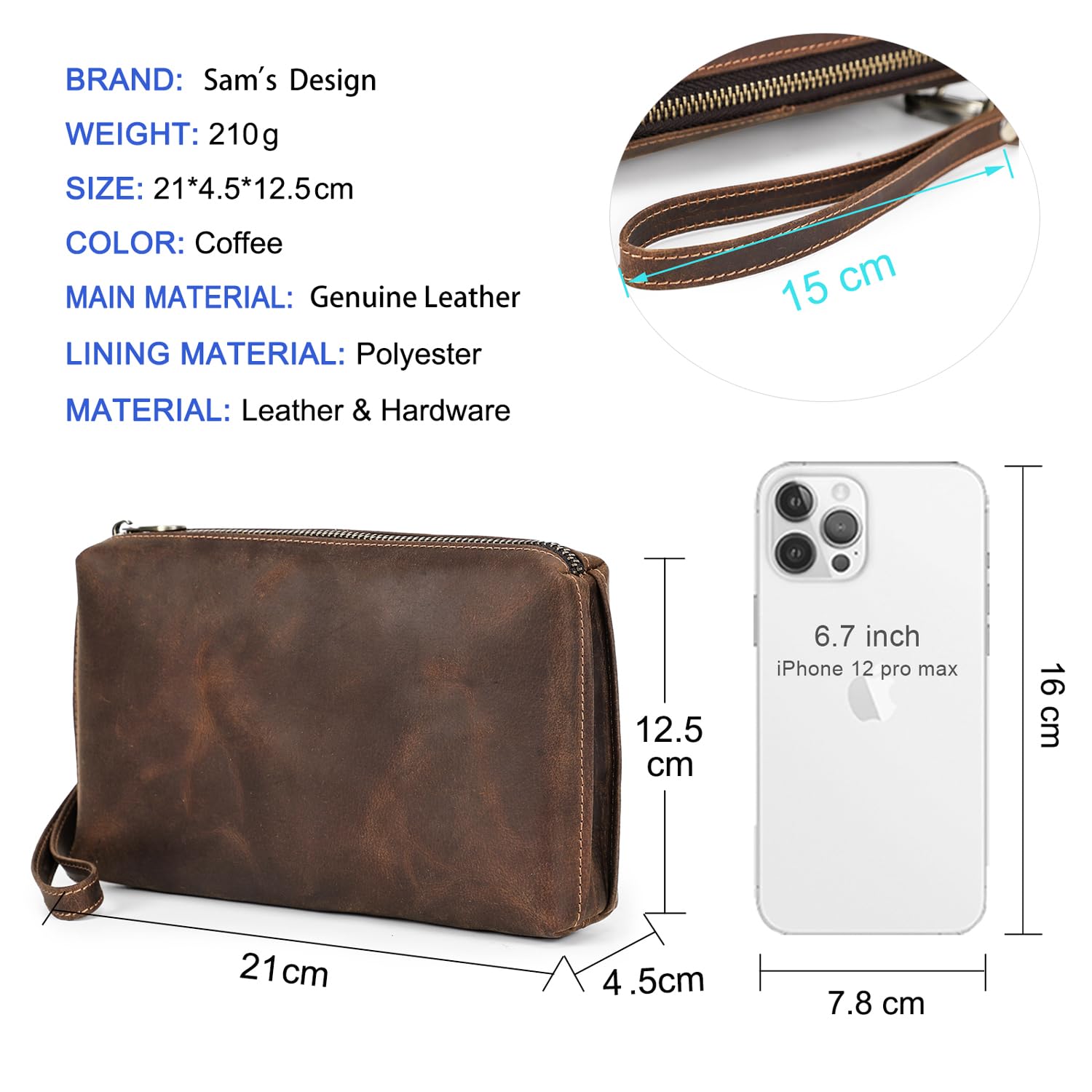 Sam's Design Mens Leather RFID Blocking Travel Clutch Passport Wallet 3