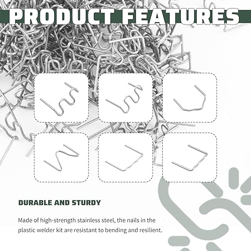 Miniatura 5 de 1200 grapas de soldador de plástico, 6 tipos de grapas de soldadura de plástico multiespecificadas para reparación y soldadura de