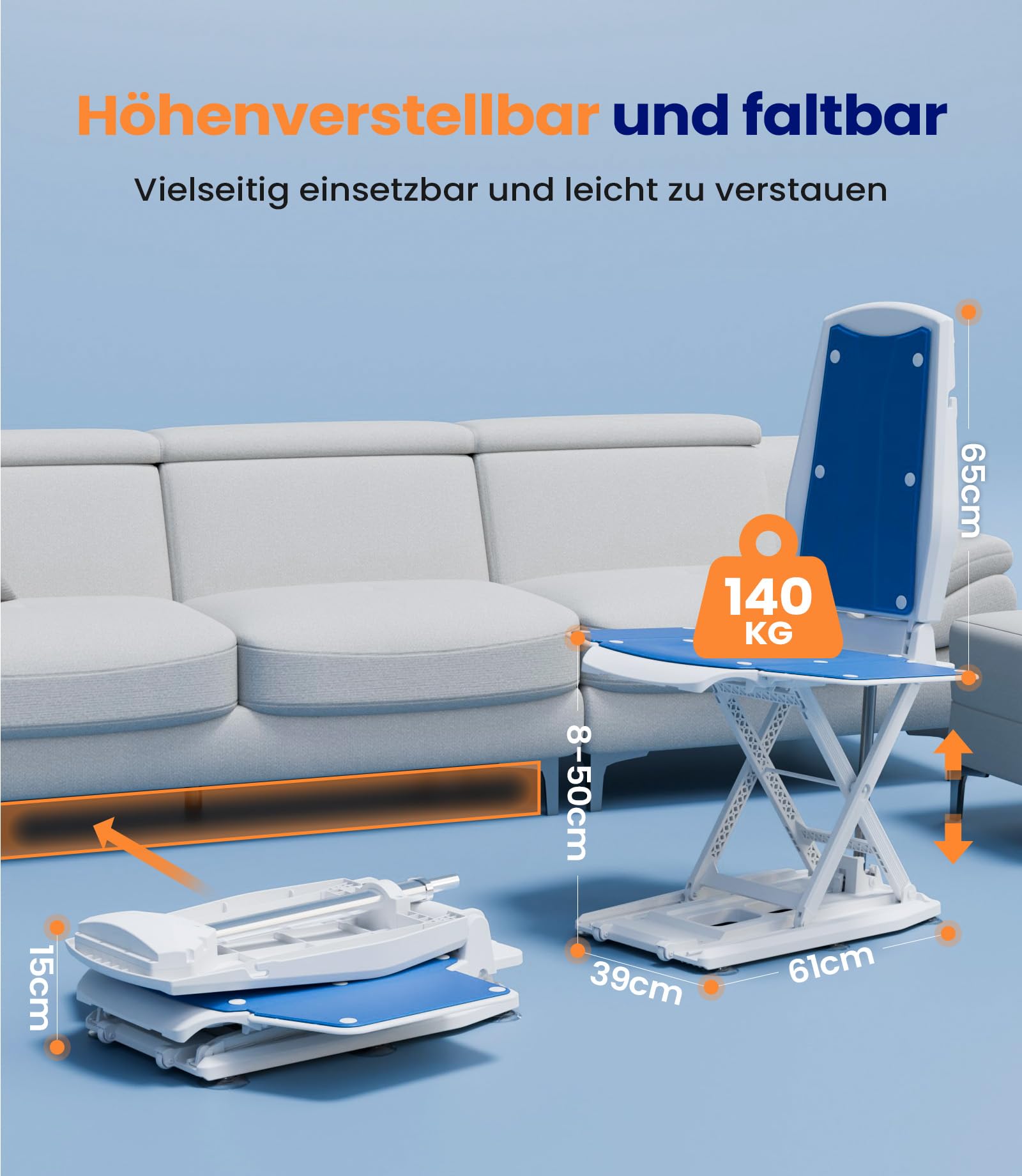 VOCIC AX10 Elektrischer Aufstehsessel, 2-in-1 für Boden & Bad | Senioren Sturzrisiko Pflege, Mobilitätshilfe Bodenlift, Badehilfe Hebesitz Transfer Bett Sofa Rollstuhl 140KG