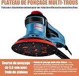 FANZWORK Ponceuse Excentrique 150 mm, Ponceuse Orbitale avec une Course Abrasive de 5 mm, Moteur EC sans Balais de 350 W, 7 Vitesses jusqu'à 10 000 tr/min, 15 Disques Abrasifs, avec Mallette - 3