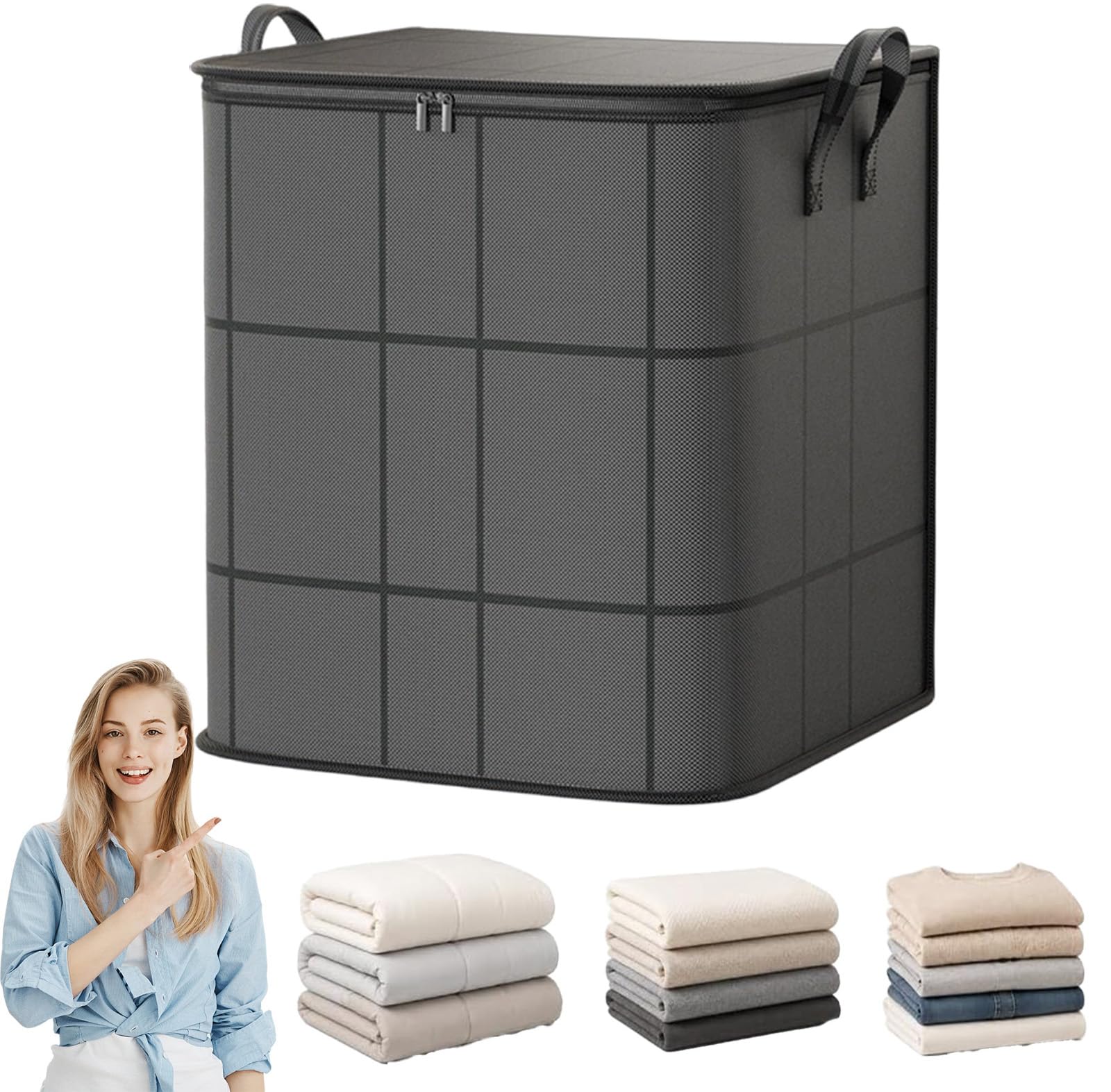 40L-180L Capacity Spacious Moving Storage Bin, Zippered Organizer (XXL)