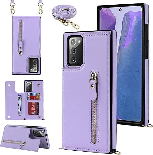Funda tipo cartera cruzada para Samsung Galaxy Note 20 con soporte para ranura para tarjetas de bloqueo RFID, funda magnética con tapa, bolso de