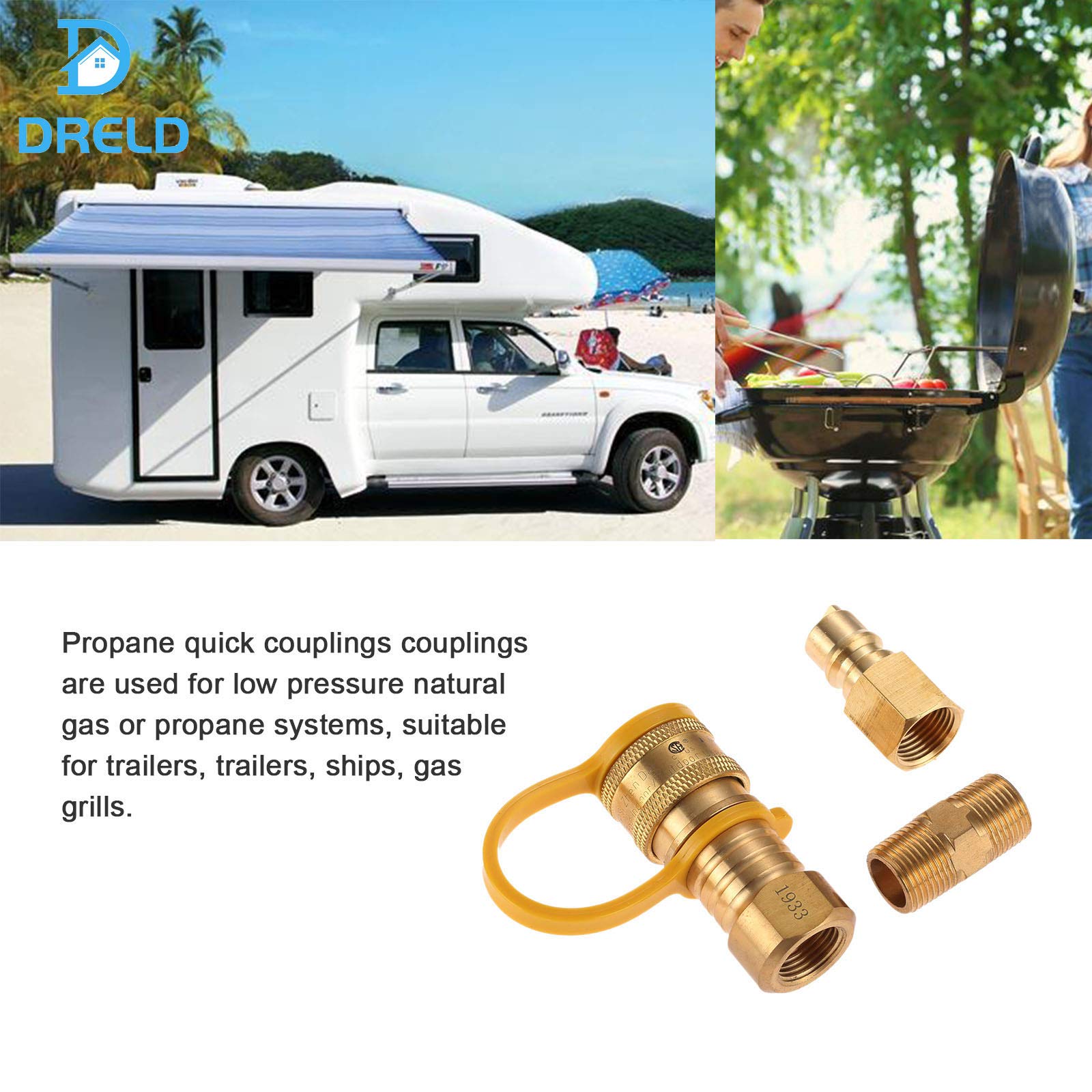 Buy DRELD 3/8 Inch Natural Gas Quick Connect Fittings, Propane Gas