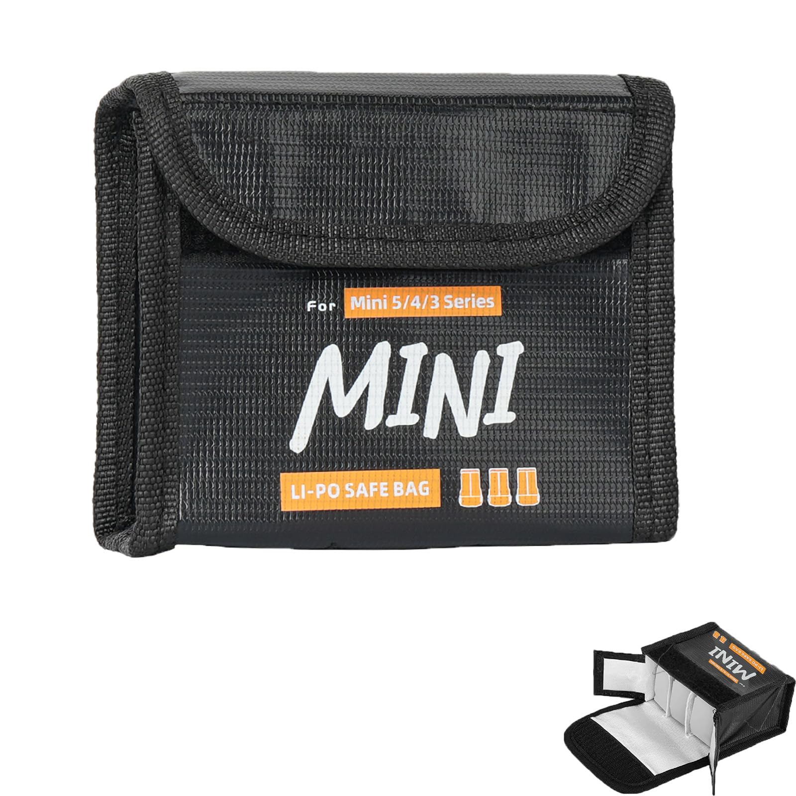 Lipo Batería Caja Fuerte Bolsa para DJI Mini 5 Pro/4 Pro/3 Pro/Mini 3 ignífugo a prueba de explosiones Funda protectora Carga Seguras Bolsa de Almacenamiento Accesorios Drone, Para 3 baterías