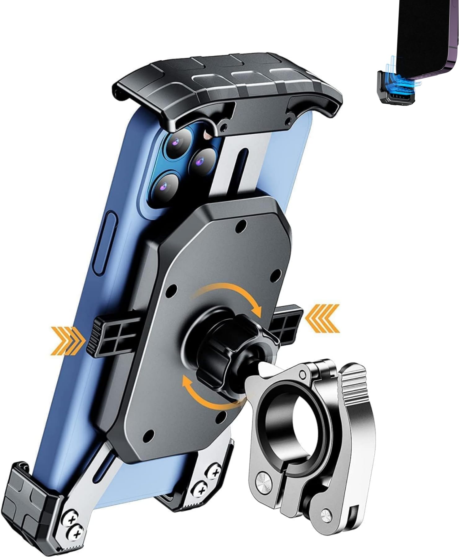 KEWIG Motorcycle Phone Mount, Bike Phone Mount with Quick Install Handlebar Clamp, Scooter ATV Motorcycle Cell Phone Holder Cradle with Aluminum Alloy Sturdy Mounting Base, Fit for 4-7" Phones-image-16