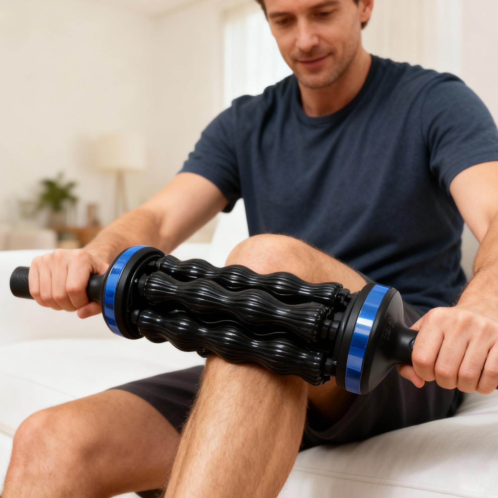 Pistola de Masaje Muscular, Tipo Rodillo Maquina de Masajes Musculares con Rotación Reversible, 3 Ajustes de Masaje, Masajeador Muscular para los Entusiastas del Fitness
