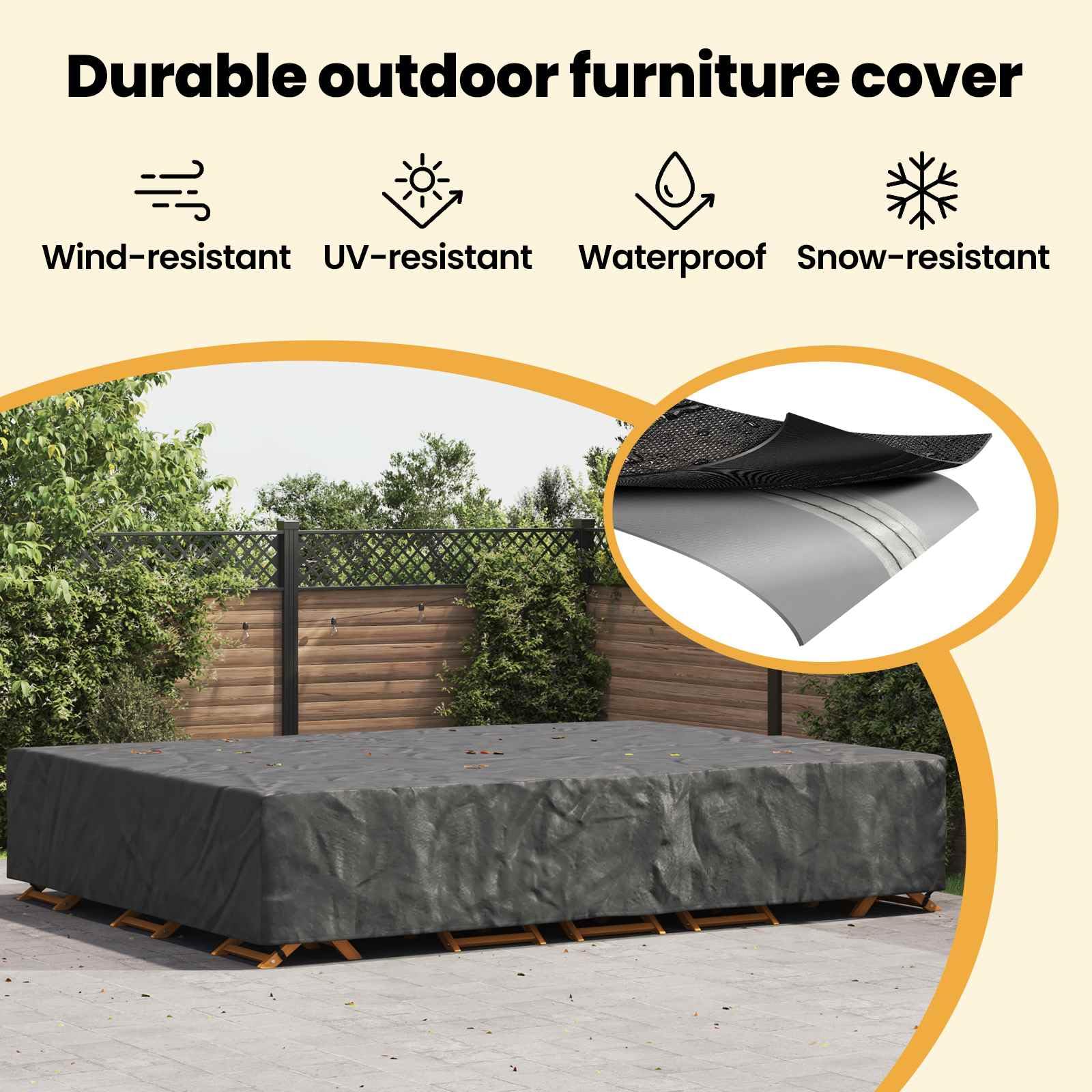 vidaXL Housse pour Meubles Uni Noir 400 x 300 x 70 cm 210D, Housse de Jardin et terrasse, Moderne, imperméable, Protection Robuste des Meubles en extérieur