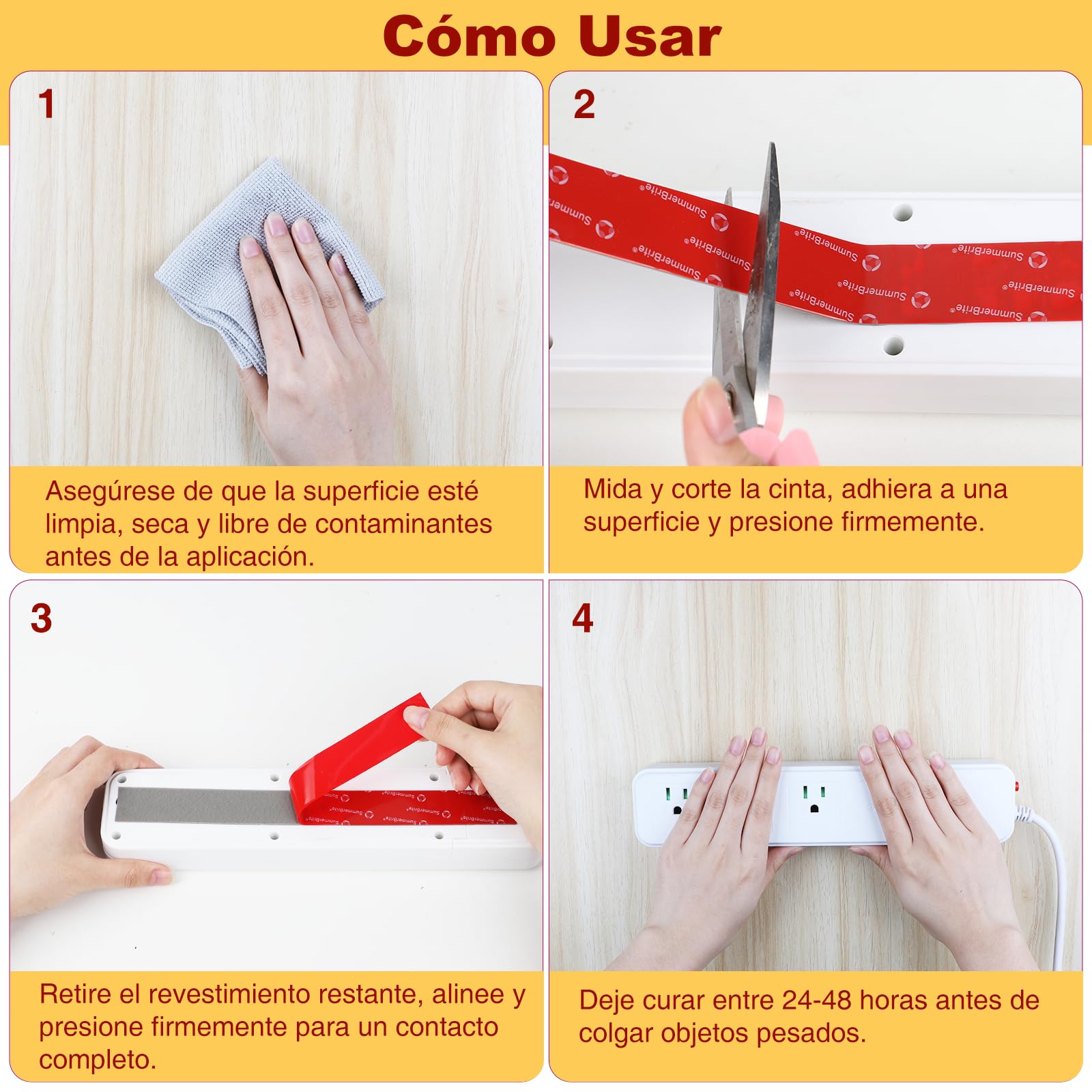 Summerbrite 2 Rollos Cinta de Doble Cara Extrafuerte- 25mm x 7.8m-Adhesivo Doble Cara, Cinta de Espuma Acrílica,Resistente al Agua y a la Temperatura Para Fijación de Alfombras,Uso Interior y Exterior