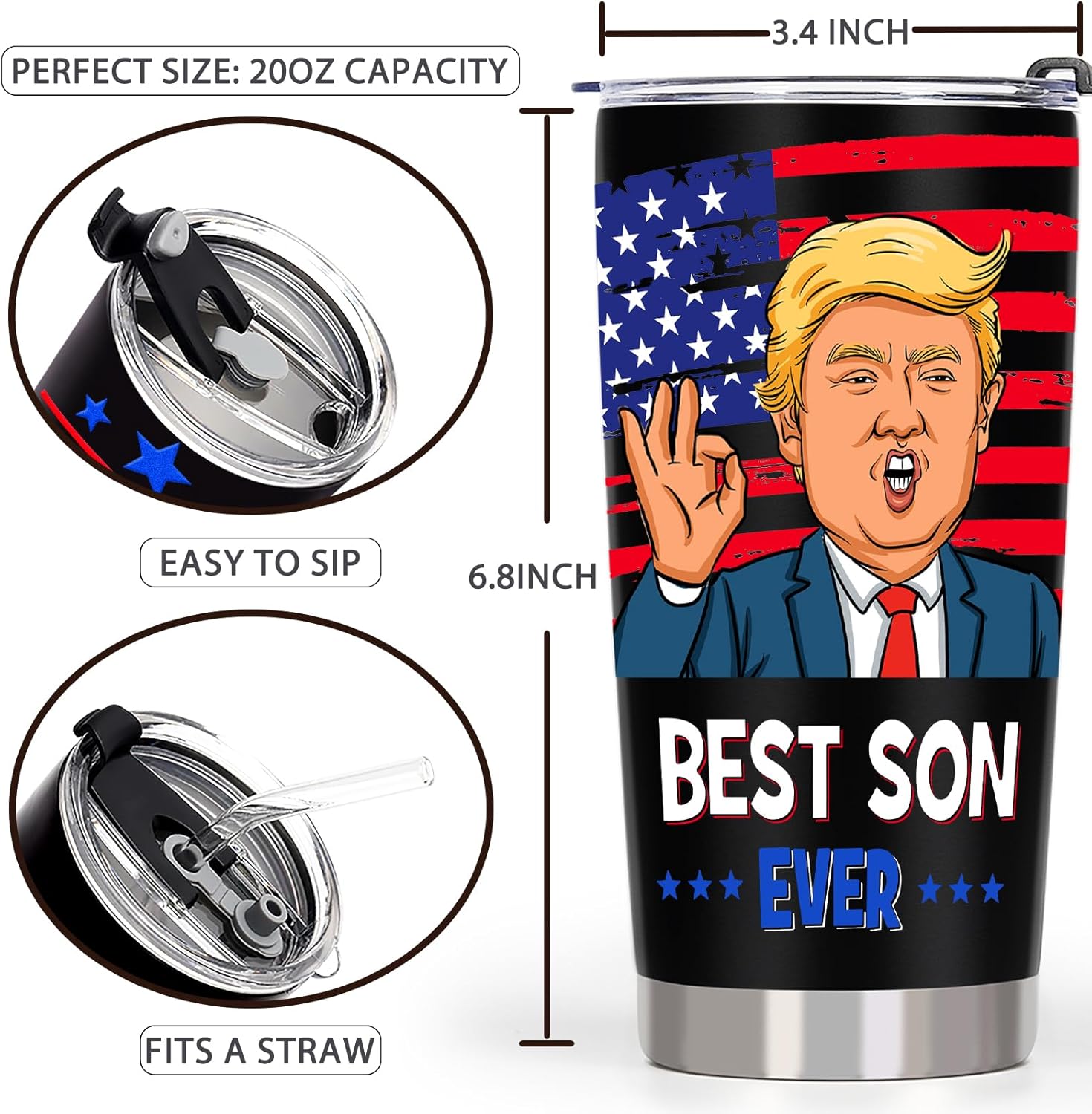 Gifts for Son from Mom Dad, Best Son Ever Gifts - Valentiens Day Birthday Gift for Sons Adult, 20 OZ Sons Stainless Steel Insulated Travel Coffee Tumbler Cup - Image 3