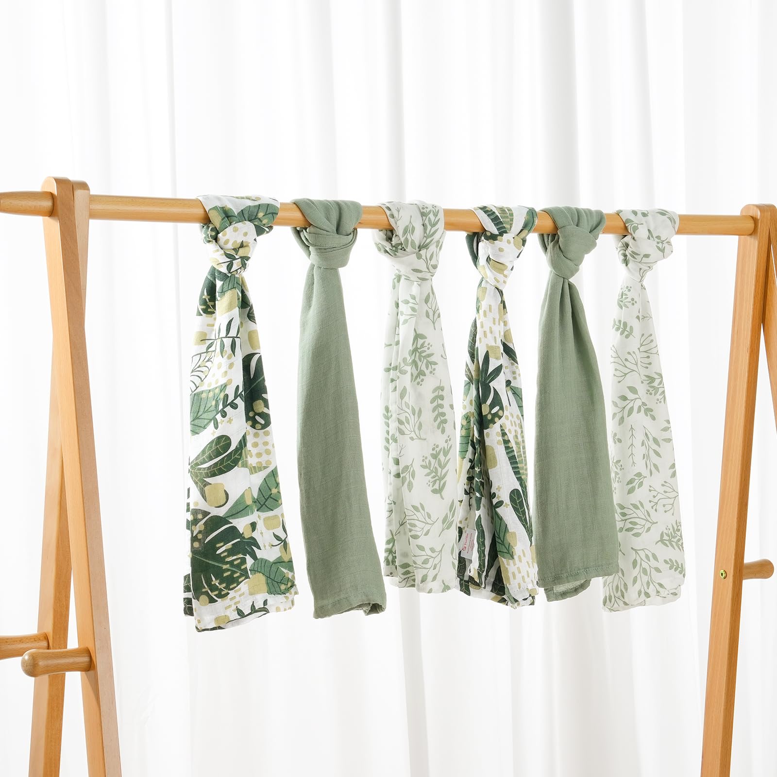 Yoofoss Muslin Cloths for Baby Muslin Squares 6 Pack Large 70 x 70cm Soft and Absorbent Cotton Burp Cloths for Newborn Girls Boys-Green - Image 2