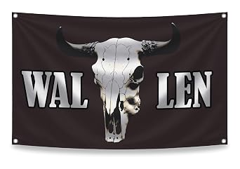 3x5 Feet American Singer Flag with Four Brass Grommets - Aesthetic Album Covers Wall Music Posters for Bedroom - Bull Skull Tapestry Funny Meme Garage for Men - Western Bunner for Garden Yard Party