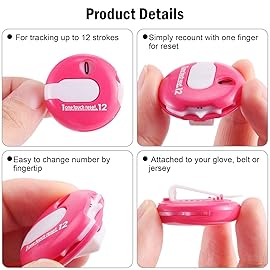 Frienda 3 Pieces Golf Score Counter Mini Golf Stroke Counter with One Touch Reset and Simple Attachment to Scorekeeper Glove in (Red,White,Black)