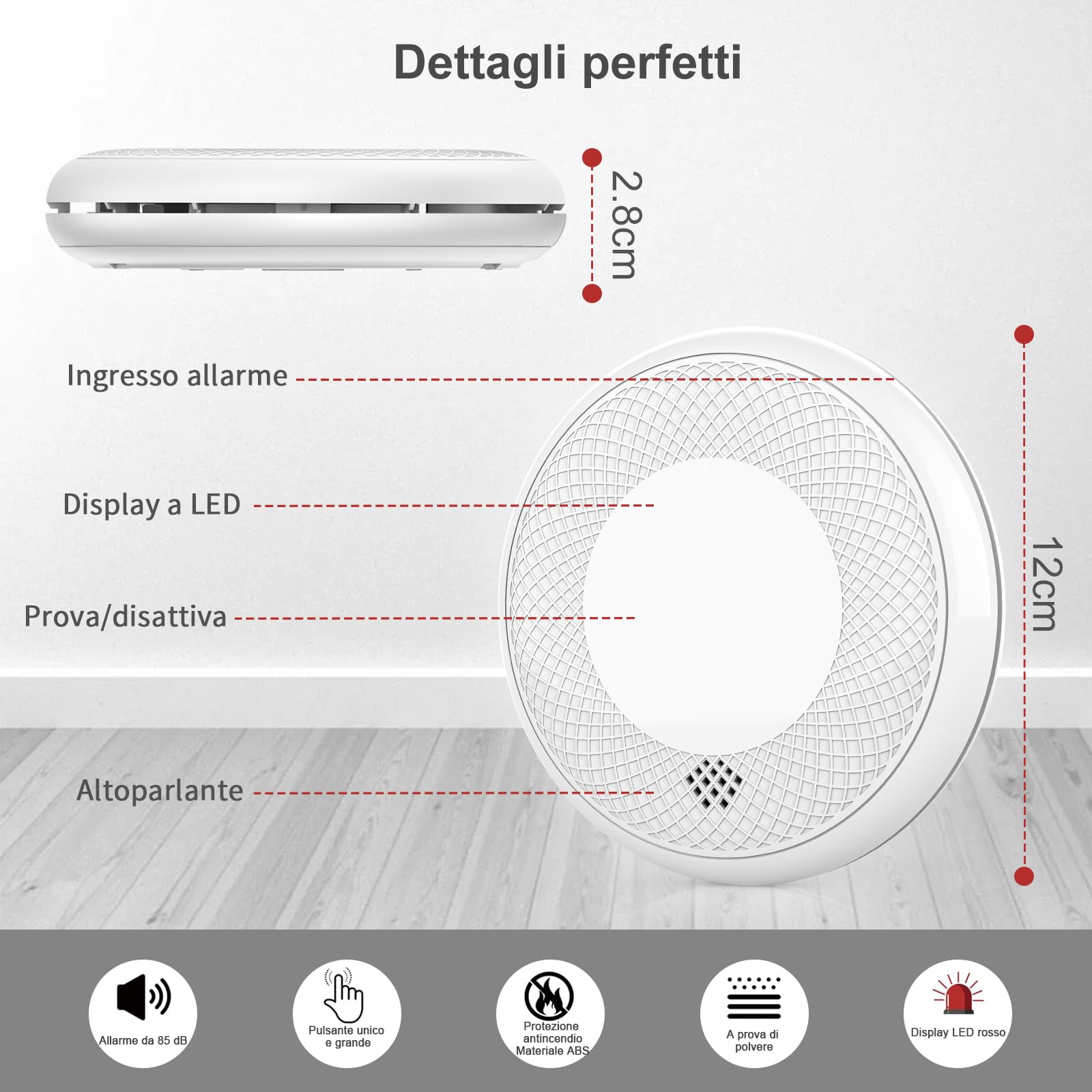 RUNIDUR Rilevatore Combinato di Fumo e CO, Rilevatore di Fumo Autonomo di Monossido di Carbonio, Sensore Accurato con Batteria di 10 Anni, Pulsante di Test, 2 Pezzi…