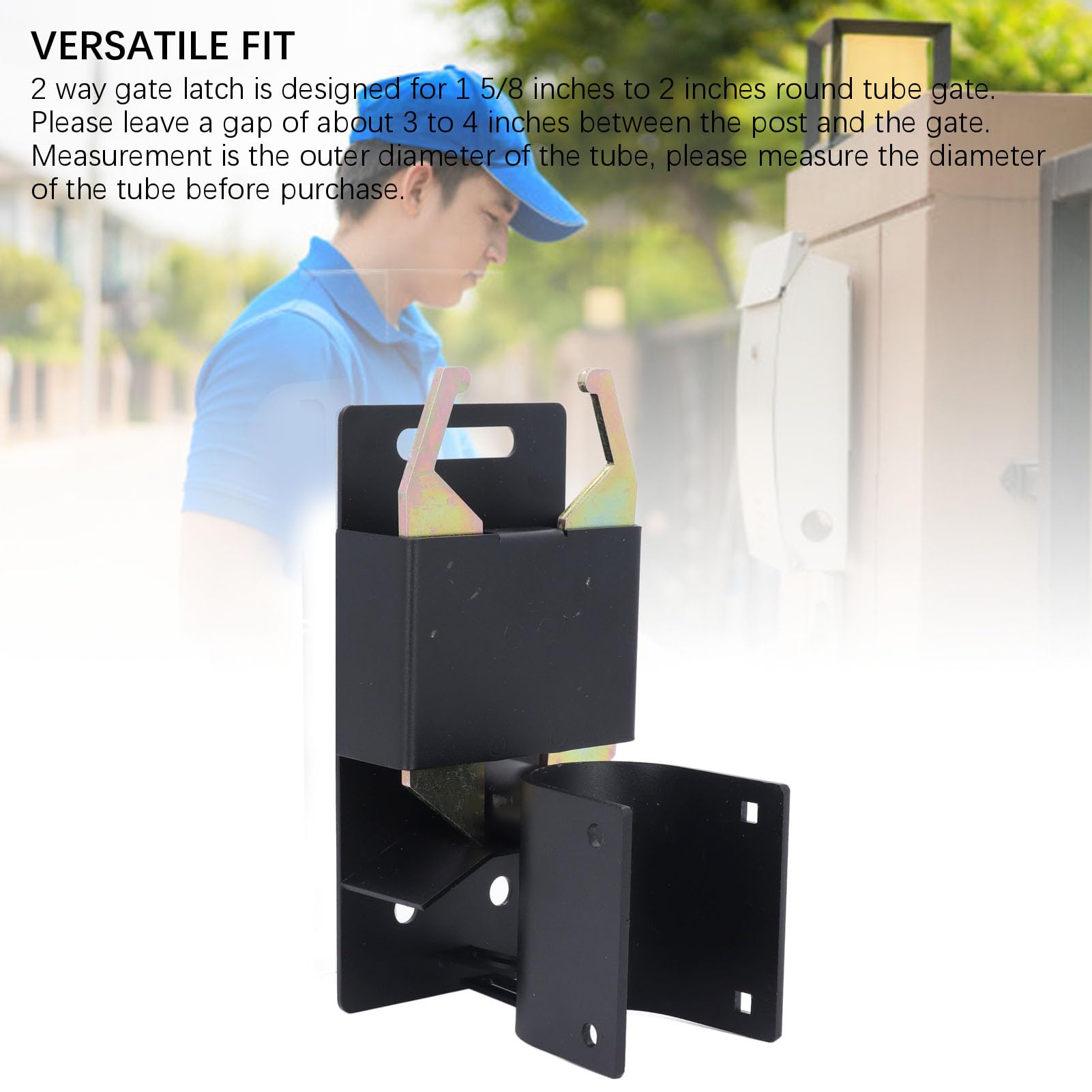 Dwukierunkowy Zatrzask do Bramy Rolniczej, Ocynkowane Wykończenie o Dużej Wytrzymałości, z Otworem na kłódkę dla Bezpieczeństwa, Kompatybilny z Pastwiskami, Stajniami
